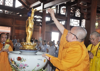 Nghi thức lễ tắm Phật Đản sanh được các Chùa trong tỉnh long trọng tổ chức trang nghiêm và thành kính